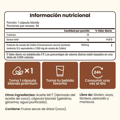 Biozentra - Canela de Ceylon 7200mg con Aceite MCT